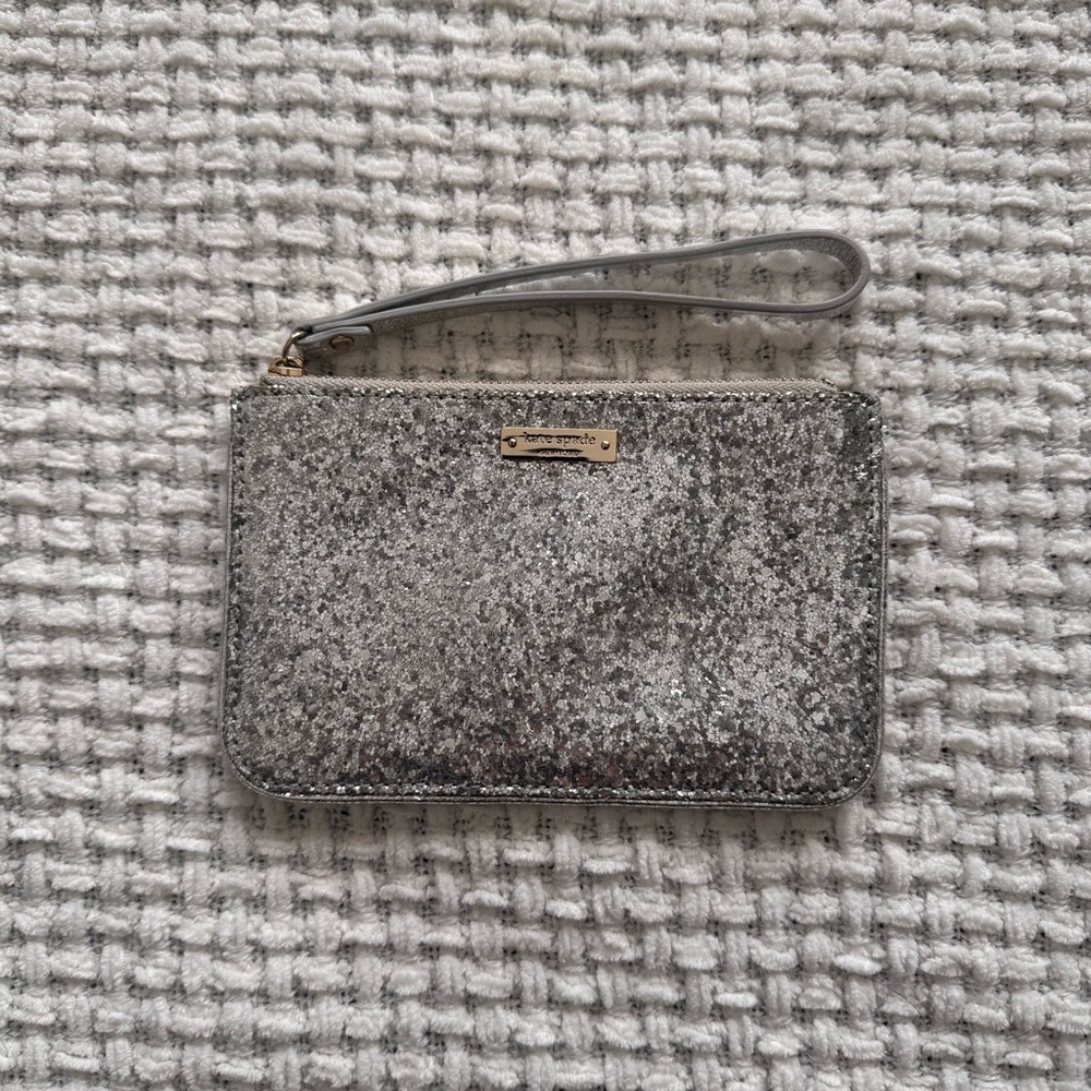 Kate Spade Metallic Silver Sequence Wristlet